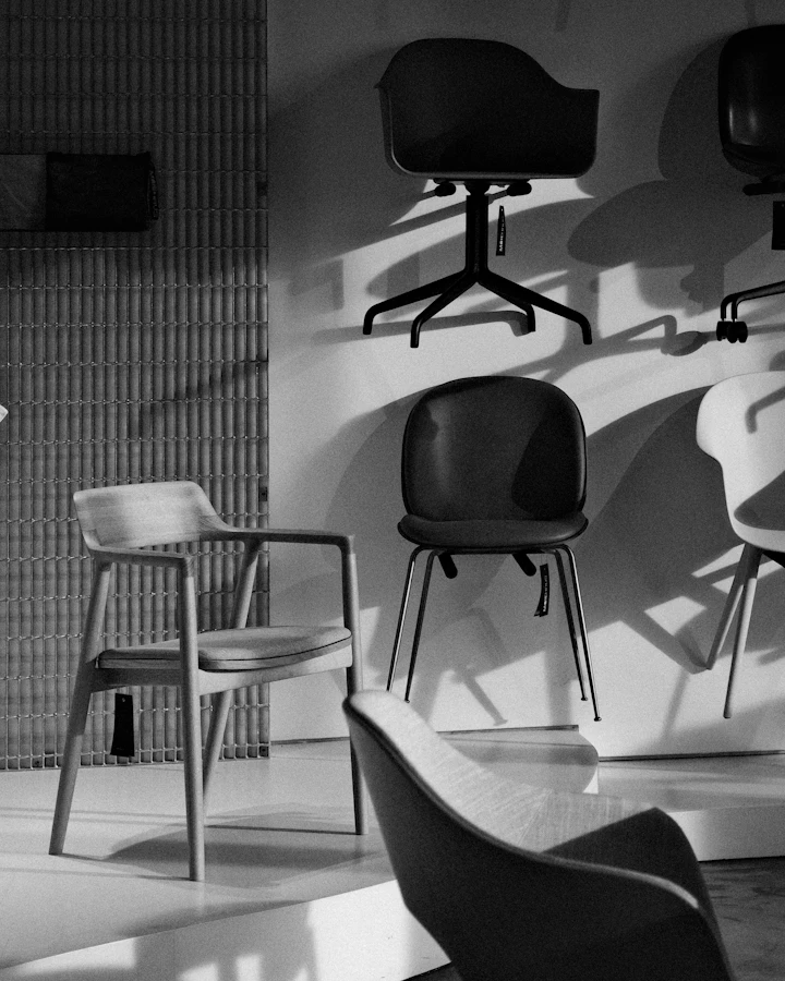 Sample furniture showroom with chairs on display